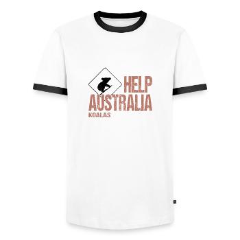 HELP AUSTRALIA KOALAS - Men's Ringer Shirt - white/black - Front - AI Model Female 172 light (172cm) & AI Model Male 178 dark (178cm)