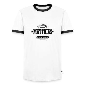 matthias - Männer Kontrast-T-Shirt - Weiß/Schwarz - Vorne - AI Model Female 172 light (172cm) & AI Model Male 178 dark (178cm)