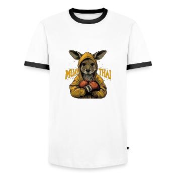 Urbaner Stil: Muay Thai Mode für Trendsetter - Männer Kontrast-T-Shirt - Weiß/Schwarz - Vorne - AI Model Female 172 light (172cm) & AI Model Male 178 dark (178cm)