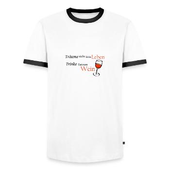 Wein Weisheit - Männer Kontrast-T-Shirt - Weiß/Schwarz - Vorne - AI Model Female 172 light (172cm) & AI Model Male 178 dark (178cm)