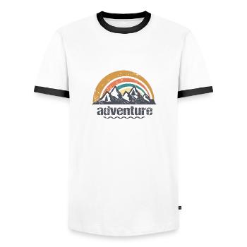 Adventure - Men's Ringer Shirt - white/black - Front - AI Model Female 172 light (172cm) & AI Model Male 178 dark (178cm)