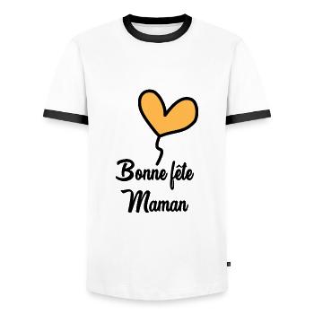 HAPPY MOTHER'S DAY - Men's Ringer Shirt - white/black - Front - AI Model Female 172 light (172cm) & AI Model Male 178 dark (178cm)