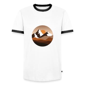 Nature walk and mountain landscape - Men's Ringer Shirt - white/black - Front - AI Model Female 172 light (172cm) & AI Model Male 178 dark (178cm)
