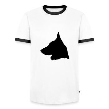 Berger Belge Malinois en profil (G) - T-shirt contrasté Homme - blanc/noir - Devant - AI Model Female 172 light (172cm) & AI Model Male 178 dark (178cm)