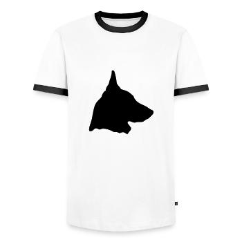 Berger Belge Malinois en profil (D) - T-shirt contrasté Homme - blanc/noir - Devant - AI Model Female 172 light (172cm) & AI Model Male 178 dark (178cm)