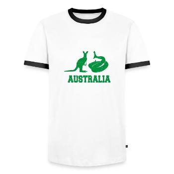 AUSTRALIE - T-shirt contrasté Homme - blanc/noir - Devant - AI Model Female 172 light (172cm) & AI Model Male 178 dark (178cm)