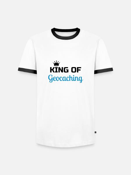 Geocaching / Geocacher / Compass / GPS - Men's Ringer Shirt - white/black