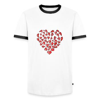 Cœur Coeur - T-shirt contrasté Homme - blanc/noir - Devant - AI Model Female 172 light (172cm) & AI Model Male 178 dark (178cm)