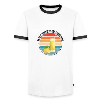 Lemon Design Lemonades Stand Boss Vente de citron - T-shirt contrasté Homme - blanc/noir - Devant - AI Model Female 172 light (172cm) & AI Model Male 178 dark (178cm)