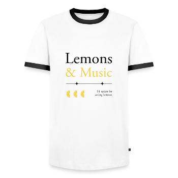 Lemons and Music Notes Musician Summer Lemon Juice - Men's Ringer Shirt - white/black - Front - AI Model Female 172 light (172cm) & AI Model Male 178 dark (178cm)