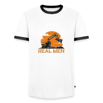 Lustiger Bagger Spruch für Baggerfahrer - Männer Kontrast-T-Shirt - Weiß/Schwarz - Vorne - AI Model Female 172 light (172cm) & AI Model Male 178 dark (178cm)