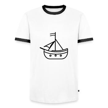 Piratenschiff - Männer Kontrast-T-Shirt - Weiß/Schwarz - Vorne - AI Model Female 172 light (172cm) & AI Model Male 178 dark (178cm)