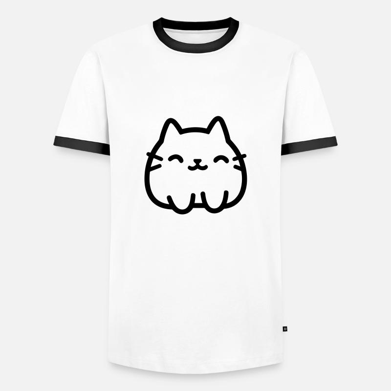 Katze - Männer Kontrast-T-Shirt - Weiß/Schwarz