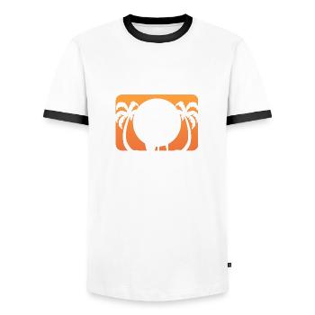 Hawaii Surf Surfer Gift - Men's Ringer Shirt - white/black - Front - AI Model Female 172 light (172cm) & AI Model Male 178 dark (178cm)