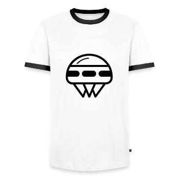 flying saucer - Men's Ringer Shirt - white/black - Front - AI Model Female 172 light (172cm) & AI Model Male 178 dark (178cm)