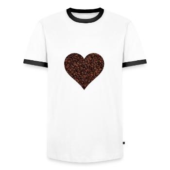 Kaffee Liebe - Männer Kontrast-T-Shirt - Weiß/Schwarz - Vorne - AI Model Female 172 light (172cm) & AI Model Male 178 dark (178cm)