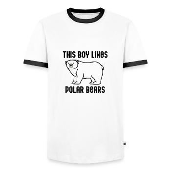 Ironischer Spruch „Nette Eisbären“ - Männer Kontrast-T-Shirt - Weiß/Schwarz - Vorne - AI Model Female 172 light (172cm) & AI Model Male 178 dark (178cm)
