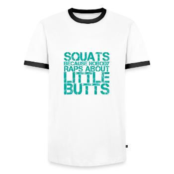 Squats parce que personne ne rappe sur Little Butts 4 - T-shirt contrasté Homme - blanc/noir - Devant - AI Model Female 172 light (172cm) & AI Model Male 178 dark (178cm)