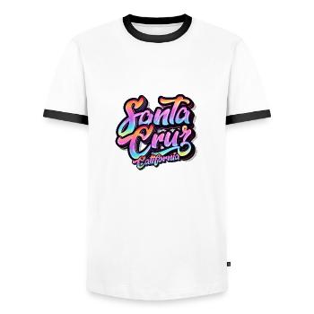 Santa Cruz Californie vintage rétro surfing ville - T-shirt contrasté Homme - blanc/noir - Devant - AI Model Female 172 light (172cm) & AI Model Male 178 dark (178cm)