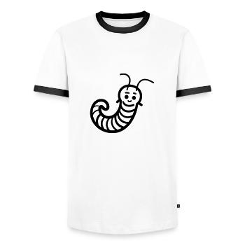 caterpillar - Men's Ringer Shirt - white/black - Front - AI Model Female 172 light (172cm) & AI Model Male 178 dark (178cm)