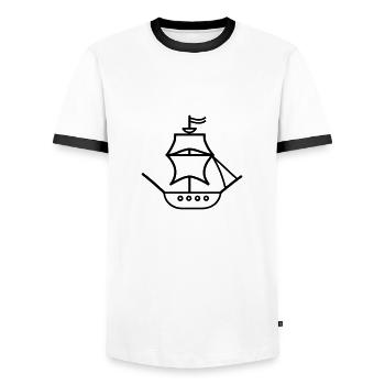 Pirate ship - Men's Ringer Shirt - white/black - Front - AI Model Female 172 light (172cm) & AI Model Male 178 dark (178cm)