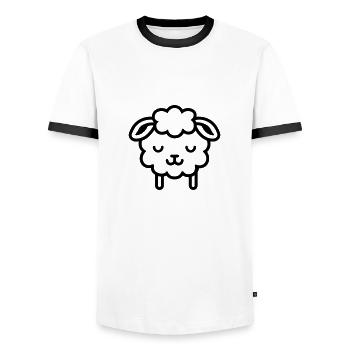 sheep - Men's Ringer Shirt - white/black - Front - AI Model Female 172 light (172cm) & AI Model Male 178 dark (178cm)