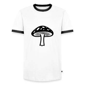 mushroom - Men's Ringer Shirt - white/black - Front - AI Model Female 172 light (172cm) & AI Model Male 178 dark (178cm)