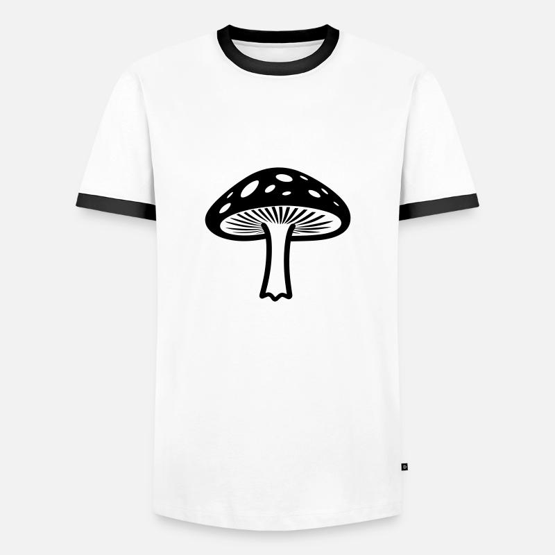 Pilz - Männer Kontrast-T-Shirt - Weiß/Schwarz