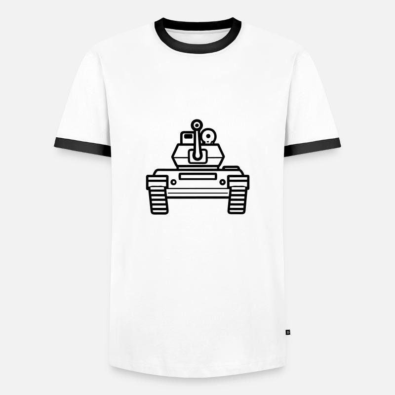 Panzer - Männer Kontrast-T-Shirt - Weiß/Schwarz