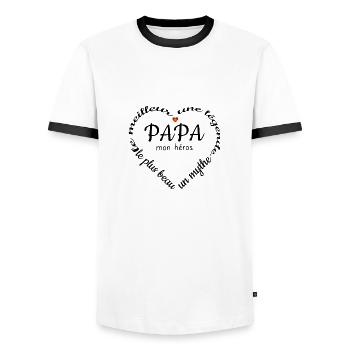 meilleur papa mon héros coeur le plus beau blanc - T-shirt contrasté Homme - blanc/noir - Devant - AI Model Female 172 light (172cm) & AI Model Male 178 dark (178cm)