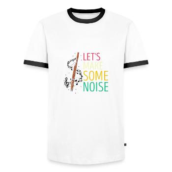 Basson pour basson anches et bassoniste - T-shirt contrasté Homme - blanc/noir - Devant - AI Model Female 172 light (172cm) & AI Model Male 178 dark (178cm)