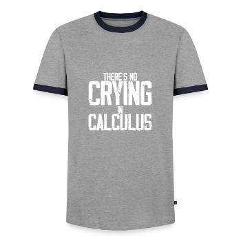 There's No Crying In Calculus 3 - Men's Ringer Shirt - grey/navy  - Front - AI Model Female 172 light (172cm) & AI Model Male 178 light (178cm)
