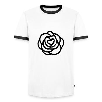 Pink Flower - Men's Ringer Shirt - white/black - Front - AI Model Female 172 light (172cm) & AI Model Male 178 dark (178cm)