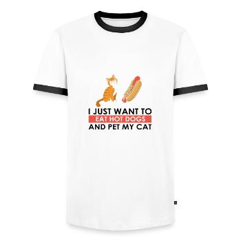 Hot Dog et chats Love Cat Lovers Cadeau - T-shirt contrasté Homme - blanc/noir - Devant - AI Model Female 172 light (172cm) & AI Model Male 178 dark (178cm)