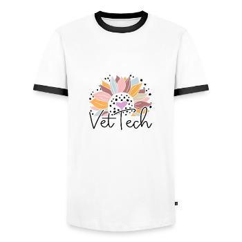 Cute Sunflower Vet Tech - Men's Ringer Shirt - white/black - Front - AI Model Female 172 light (172cm) & AI Model Male 178 dark (178cm)