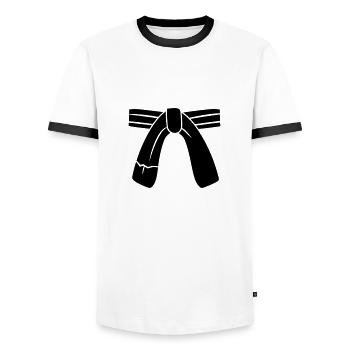 ceinture - T-shirt contrasté Homme - blanc/noir - Devant - AI Model Female 172 light (172cm) & AI Model Male 178 dark (178cm)