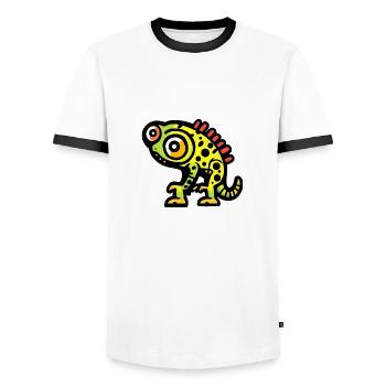 Caméléon Halloween Bande dessinée drôle - T-shirt contrasté Homme - blanc/noir - Devant - AI Model Female 172 light (172cm) & AI Model Male 178 dark (178cm)