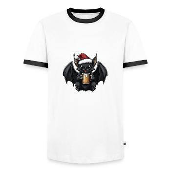 Bat Christmas Beer - Men's Ringer Shirt - white/black - Front - AI Model Female 172 light (172cm) & AI Model Male 178 dark (178cm)