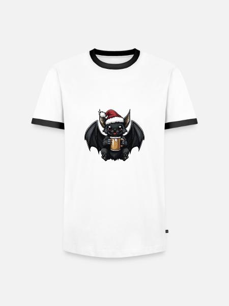 Bat Christmas Beer - Men's Ringer Shirt - white/black