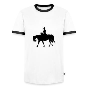 Western-Lady-Bosal - Männer Kontrast-T-Shirt - Weiß/Schwarz - Vorne - AI Model Female 172 light (172cm) & AI Model Male 178 dark (178cm)
