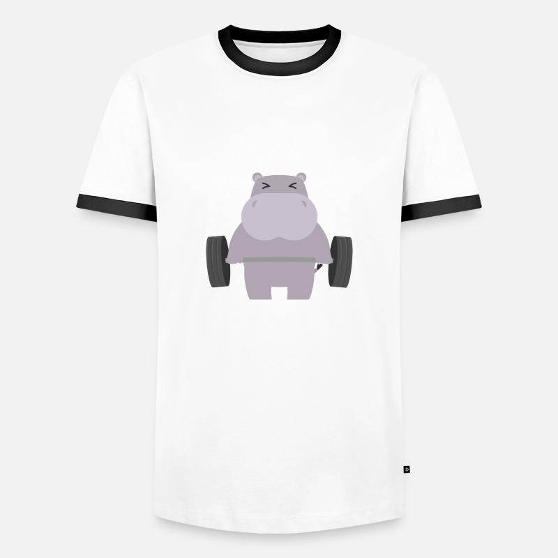 Nilpferd - Männer Kontrast-T-Shirt - Weiß/Schwarz