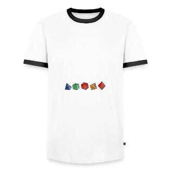 The Dice Giveth And The Dice Taketh Away 3 - Men's Ringer Shirt - white/black - Front - AI Model Female 172 light (172cm) & AI Model Male 178 dark (178cm)