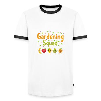 Jardinier mignon, amateur de légumes, amoureux de - T-shirt contrasté Homme - blanc/noir - Devant - AI Model Female 172 light (172cm) & AI Model Male 178 dark (178cm)