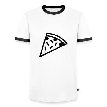 Pizza slice - Men's Ringer Shirt - white/black - Front - AI Model Female 172 light (172cm) & AI Model Male 178 dark (178cm)