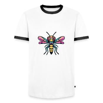 Libellule Halloween Bande dessinée drôle - T-shirt contrasté Homme - blanc/noir - Devant - AI Model Female 172 light (172cm) & AI Model Male 178 dark (178cm)