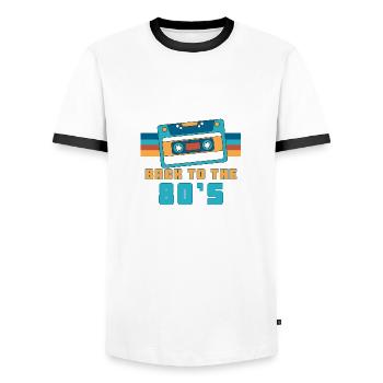 Cassette Back To 80's Gift 80s Party - Men's Ringer Shirt - white/black - Front - AI Model Female 172 light (172cm) & AI Model Male 178 dark (178cm)