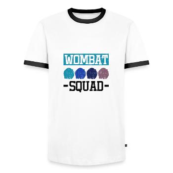 Animal sauvage, mignon, wombats, nature, faune, - T-shirt contrasté Homme - blanc/noir - Devant - AI Model Female 172 light (172cm) & AI Model Male 178 dark (178cm)