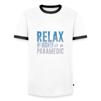 Détendez-vous ma fille est ambulancière 3 - T-shirt contrasté Homme - blanc/noir - Devant - AI Model Female 172 light (172cm) & AI Model Male 178 dark (178cm)