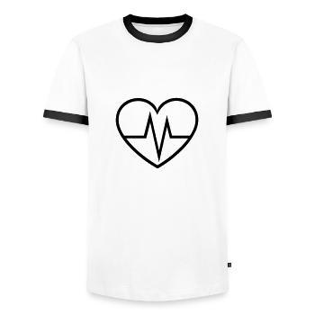 battement de coeur - T-shirt contrasté Homme - blanc/noir - Devant - AI Model Female 172 light (172cm) & AI Model Male 178 dark (178cm)