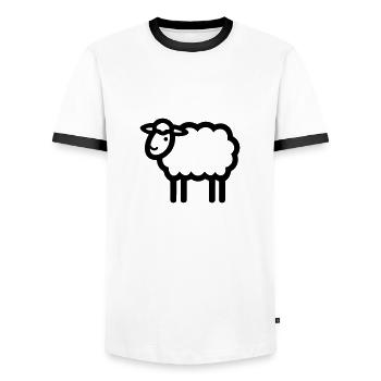 sheep - Men's Ringer Shirt - white/black - Front - AI Model Female 172 light (172cm) & AI Model Male 178 dark (178cm)